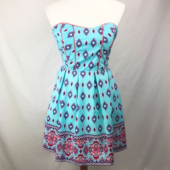 Teeze Me Dresses & Skirts - NWT Aztec Print Strapless Fit and Flare Dress